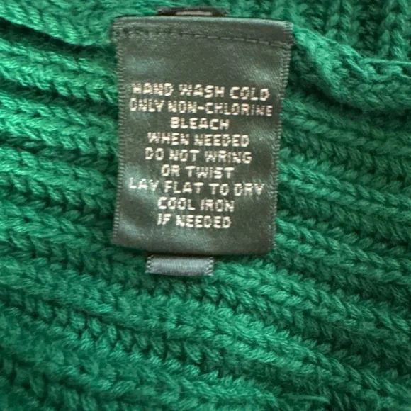 Lauren Ralph Lauren Green Ribbed Wrap Cardigan Sweater Petite Small - Picture 9 of 10